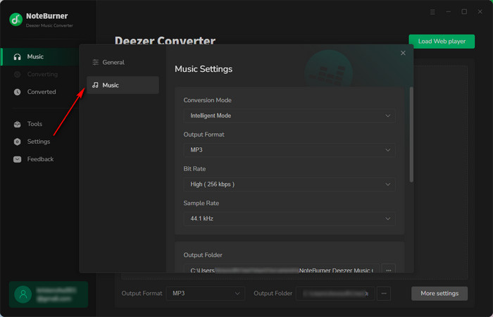 Settings for Deezer Music Downloader