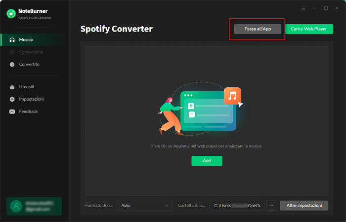 main interface of noteburner spotify to mp3 converter