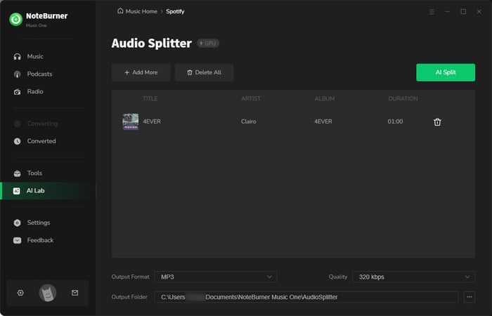 AI audio splitter