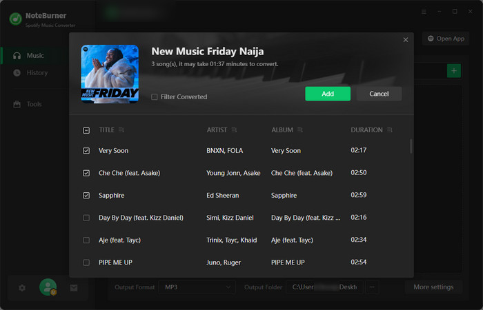add playlist to NoteBurner