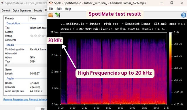 SpotifyMate test result