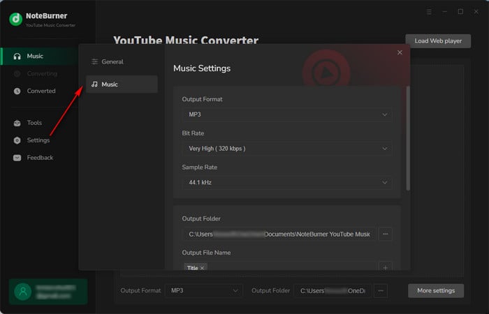 choose mp3 for youtube music