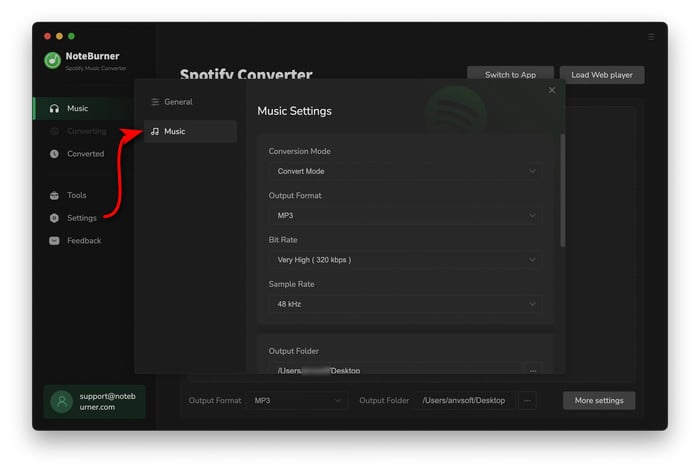 choose output format as mp3