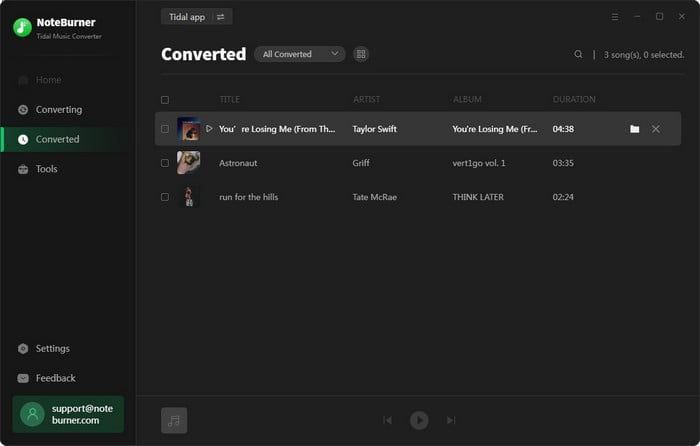 Find Converted Tidal Music