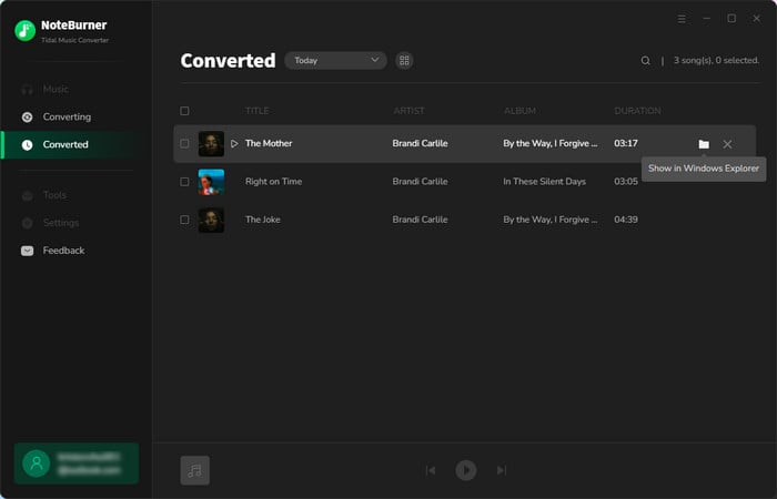 Find Converted Tidal Music