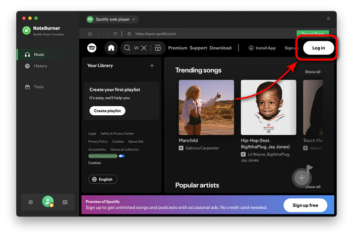 login spotify